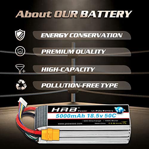 HRB 5S 18.5V 5000mAh 50-100C RC Lipo Battery XT90 Plug Compatible with RC Helicopter Airplane Car Boat Truck