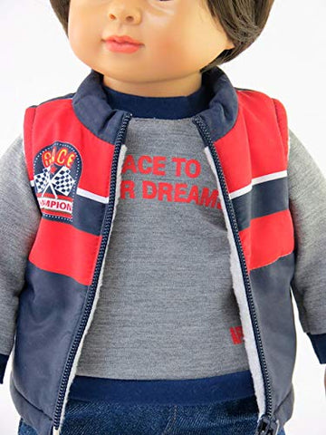 American Fashion World Boys 'Race to Your Dreams' 3 Piece Vest and Pants Set for 18-Inch Dolls | enhanced Quality & Trendy Design | Dolls Clothes | Outfit Fashions for Dolls for Popular Brands