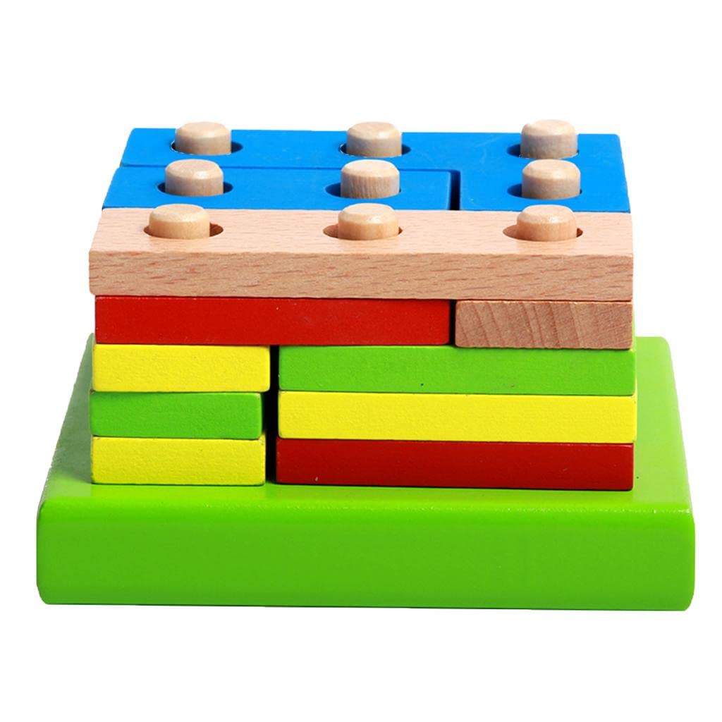 Secret Desire Wooden Geometry Bulding Block Puzzle Sort Stack Montessori Intelligence Toy