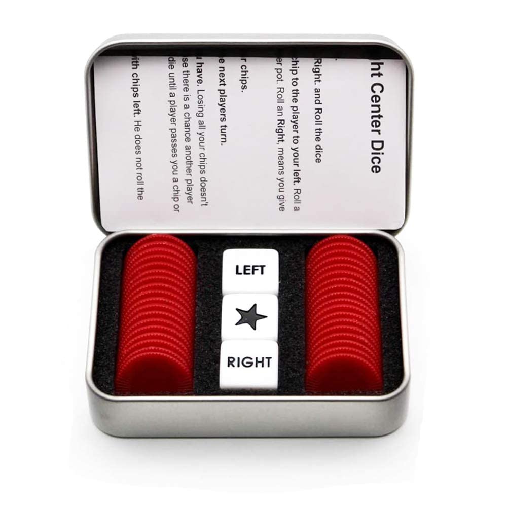 Befantasway Right Left Center Dice Game Set With 3 Dices + 36 Chips (3 Sets -Red+Green+Blue)