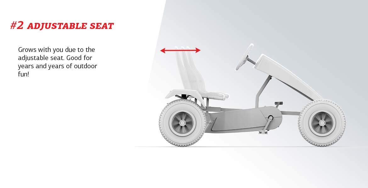 BERG Pedal Kart with XL Frame B.Super Red BFR-3 | Childrens Vehicle, Pedal car with Adjustable seat, with Freewheel, Childrens