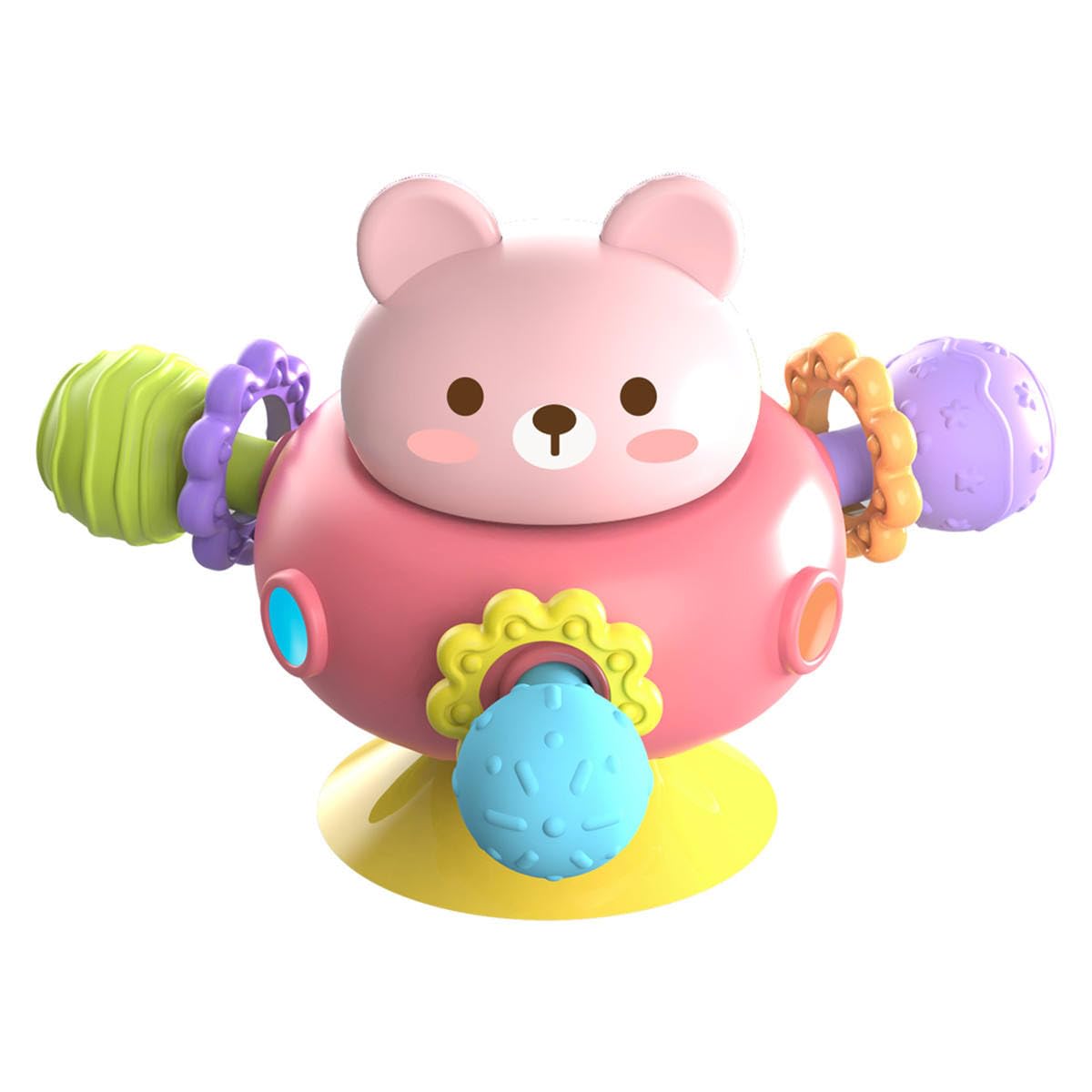 Hexwell 360 Baby Spinning Toy With Suction Cup Cute Bear Design Infant Activity Toy  Rotating Teething Rattle Toys For Baby Lea