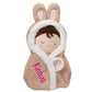 Baby Doll Play Set  Baby Hug Plush Stuffed Animal  Soft Doll with Swaddle  Personalized with Custom Name - 10 Inch (Brown Bunny)