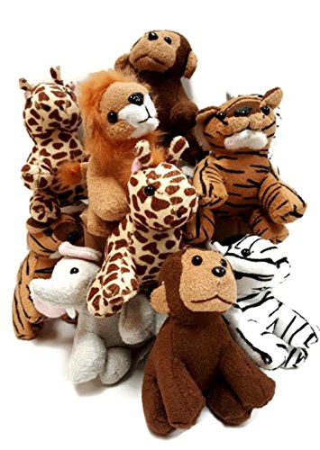 Playscene Suede Jungle/Zoo Animals, Assorted Suede Plush Jungle Animals (12 Piece Set)