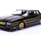 1986 Chevy Monte Carlo Ss Lowrider Black Metallic With Gold Graphics And Wheels Lowriders Series 1/24 Diecast Model Car By Maist