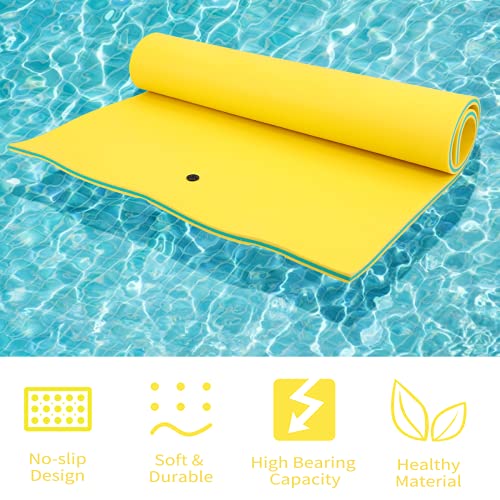 Outroad 12FT Floating Water Pad Mat, 3 Layers XPE Foam Lily Pad for Beach, Ocean, Lake, Roll-Up Floating Island for Water Recrea