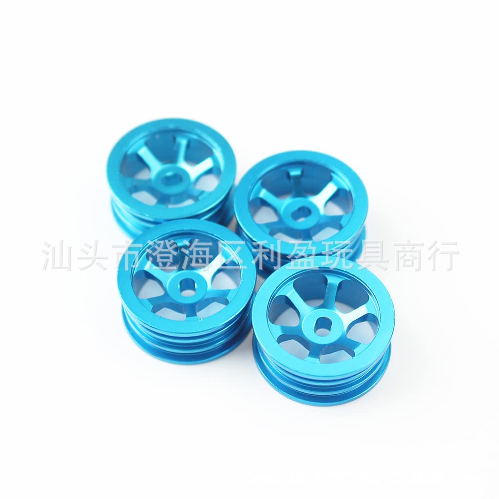 KingVal Replacement 4PCS Metal Wheel Rim Wheel Hub RC Parts Compatible with WLtoys K989 284131 284010 1/28 RC Car (Blue)