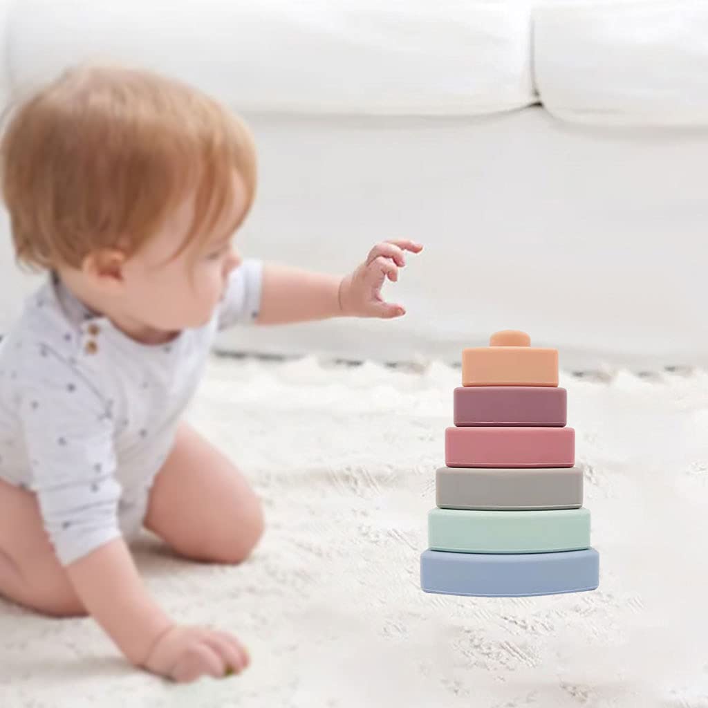 Bnf Stacking & Nesting Triangle Toy Soft Stacker 6 Pcs Building Stacker Light Color Baby | Toys For Baby | Developmental Baby To