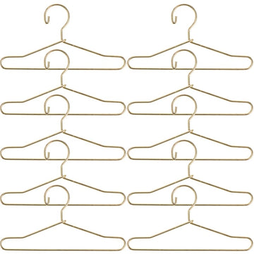 Jojofuny Ken Doll Clothes 10Pcs Doll Clothes Hanger, Miniature Metal Mini Doll Hangers, 2.5 X 1.3 Inch Dress Outfit Holders, Gol
