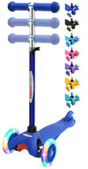 Chromewheels Scooter For Kids, Deluxe 3 Wheel Scooter For Toddlers 4 Adjustable Height Glider With Kick Scooters, Lean To Steer With Led Flashing Light For Ages 3-6 Girls Boys (Blue)