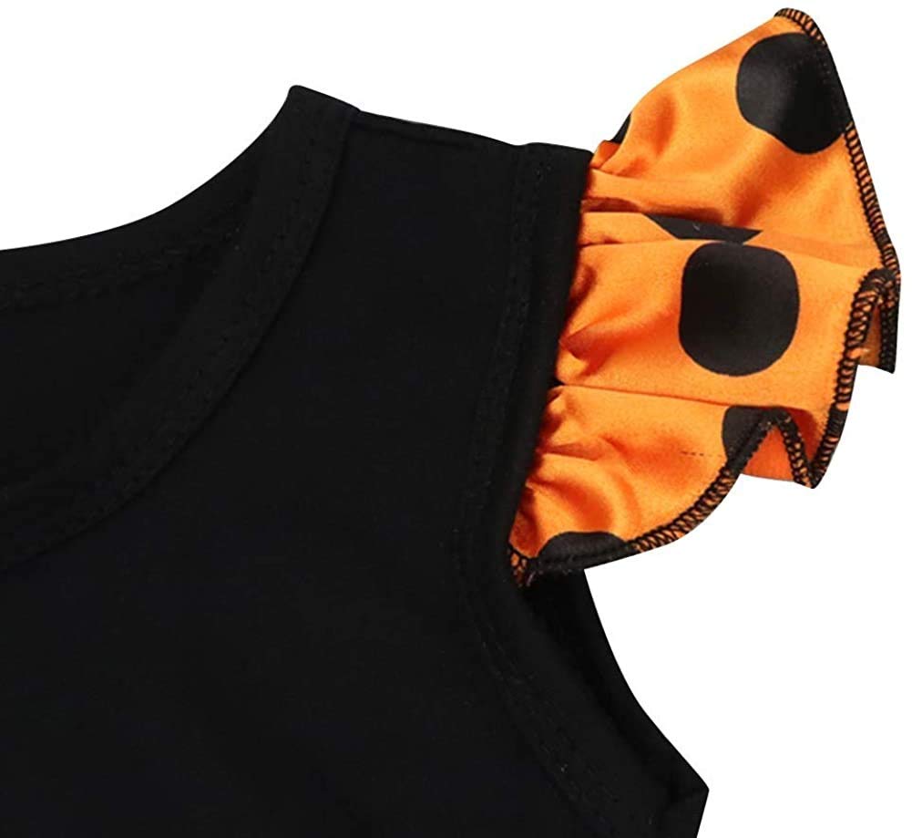 HOIZOSG Baby Girls Princess Costume Pumpkin Halloween Christmas Party Outfits Birthday Romper Tutu Dress w/Headband Shoes L