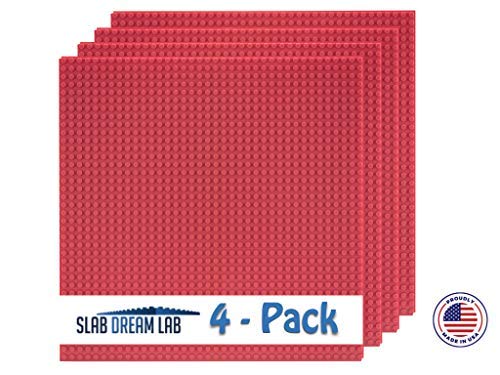 Slabdreamlab 12''X12'' Baseplate For All Major Building Bricks And Blocks (Bright Pink, 4-Pack)