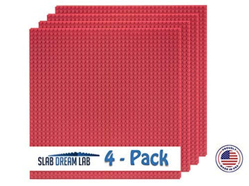 Slabdreamlab 12''X12'' Baseplate For All Major Building Bricks And Blocks (Bright Pink, 4-Pack)
