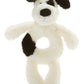 Jellycat Bashful Black And Cream Puppy Soft Plush Baby Toy Ring Rattle