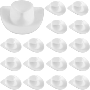 40 Pieces Mini Cowboy Cowgirl Hat Plastic Mini Western Miniature Cute Doll Hat Party Small Toy Doll Party Accessories For Crafts Pretend Play Dollhouse Decorations(Black)(White)