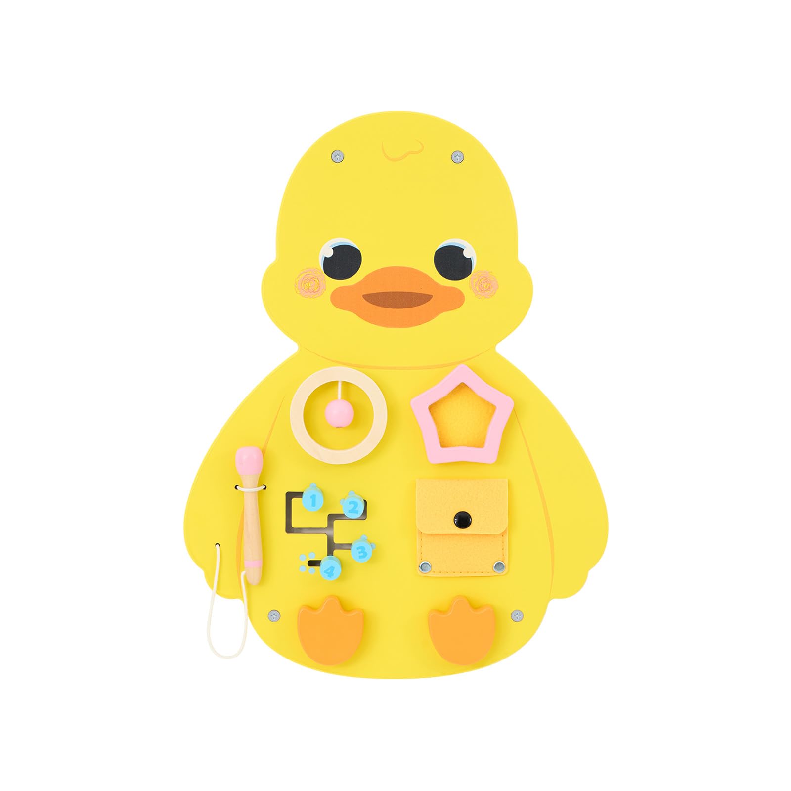 Monlurd Wooden Duck Sensory Wall Toy, Busy Board For Toddlers, Montessori Sensory Wall Panel For Kids, Ideal For Classroom, Play