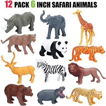 24Pcs Jumbo Safari & Zoo Animals Figures, Realistic Plastic Animal Toys Set For Kids 1 2 3, Lion, Elephant, Perfect For Play, Education, Baby Shower Decor,Party Supplies Cake Topper