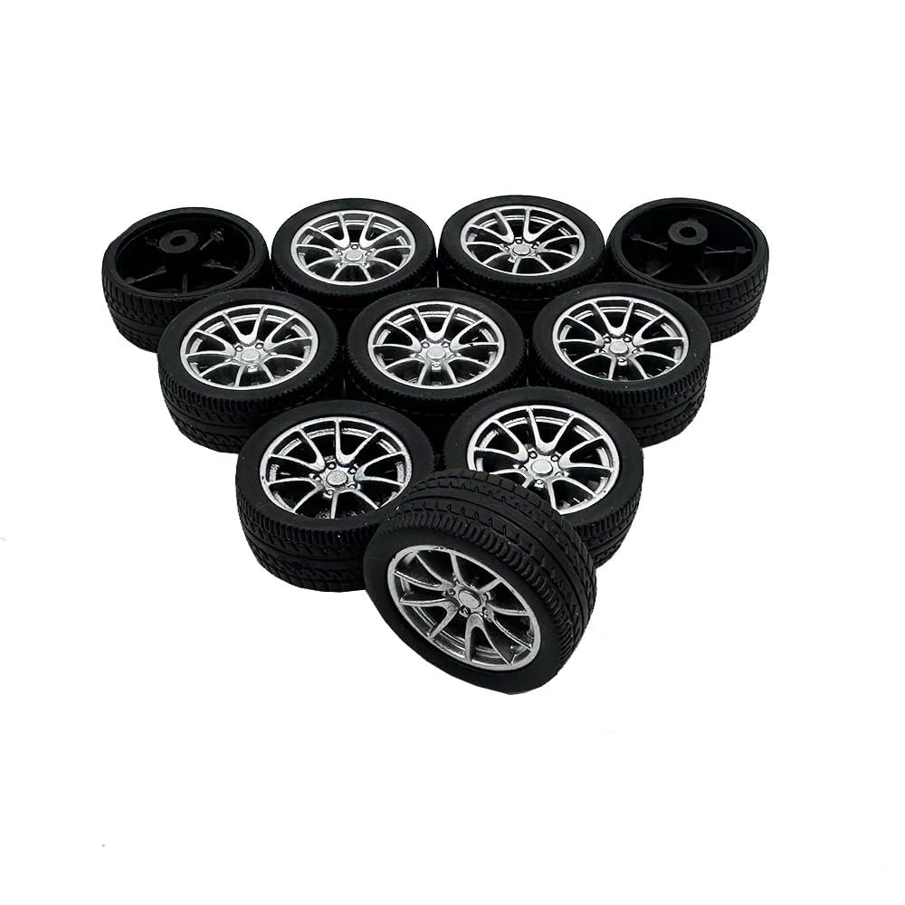 10Pcs Toy Car Wheels Rubber Tire Wheels With Metal Shaft For Rc Car Truck Diy Model Toy Wheel Replacement Accessories (3X35Mm)