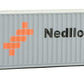 Walthers Scenemaster Ho Scale Model Of Nedlloyd (Gray, Orange, Black) 40' Hi Cube Corrugated Container W/Flat Roof,949-8219