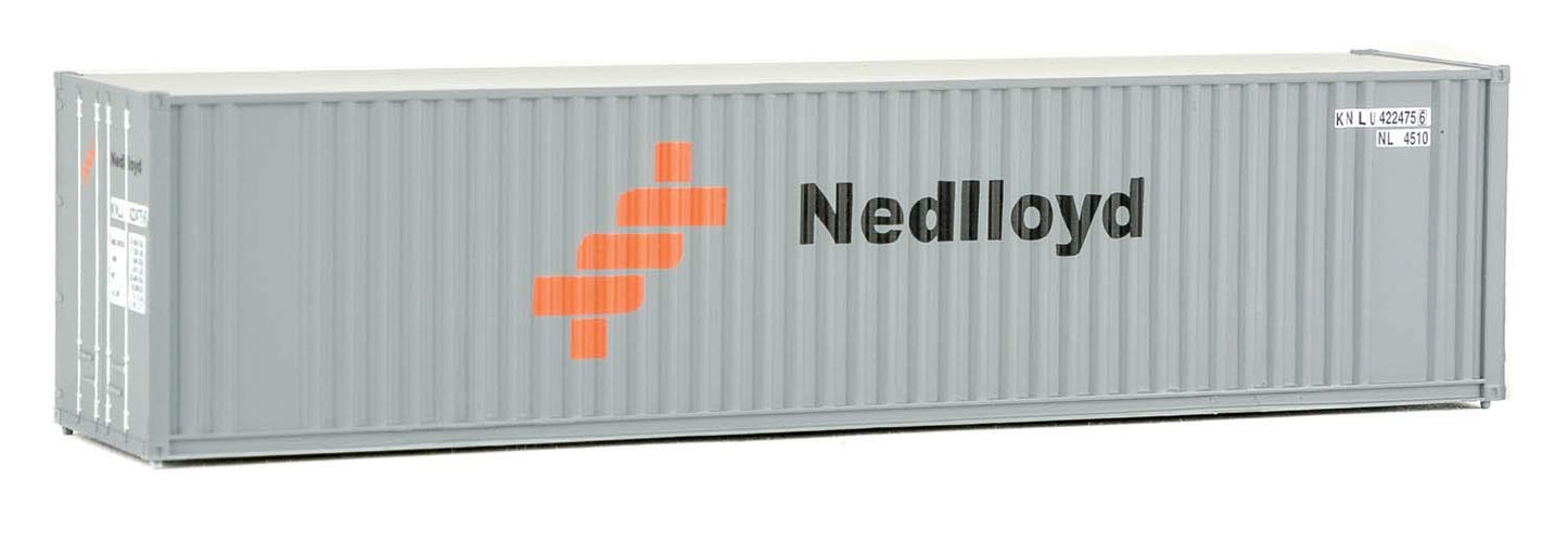 Walthers Scenemaster Ho Scale Model Of Nedlloyd (Gray, Orange, Black) 40' Hi Cube Corrugated Container W/Flat Roof,949-8219