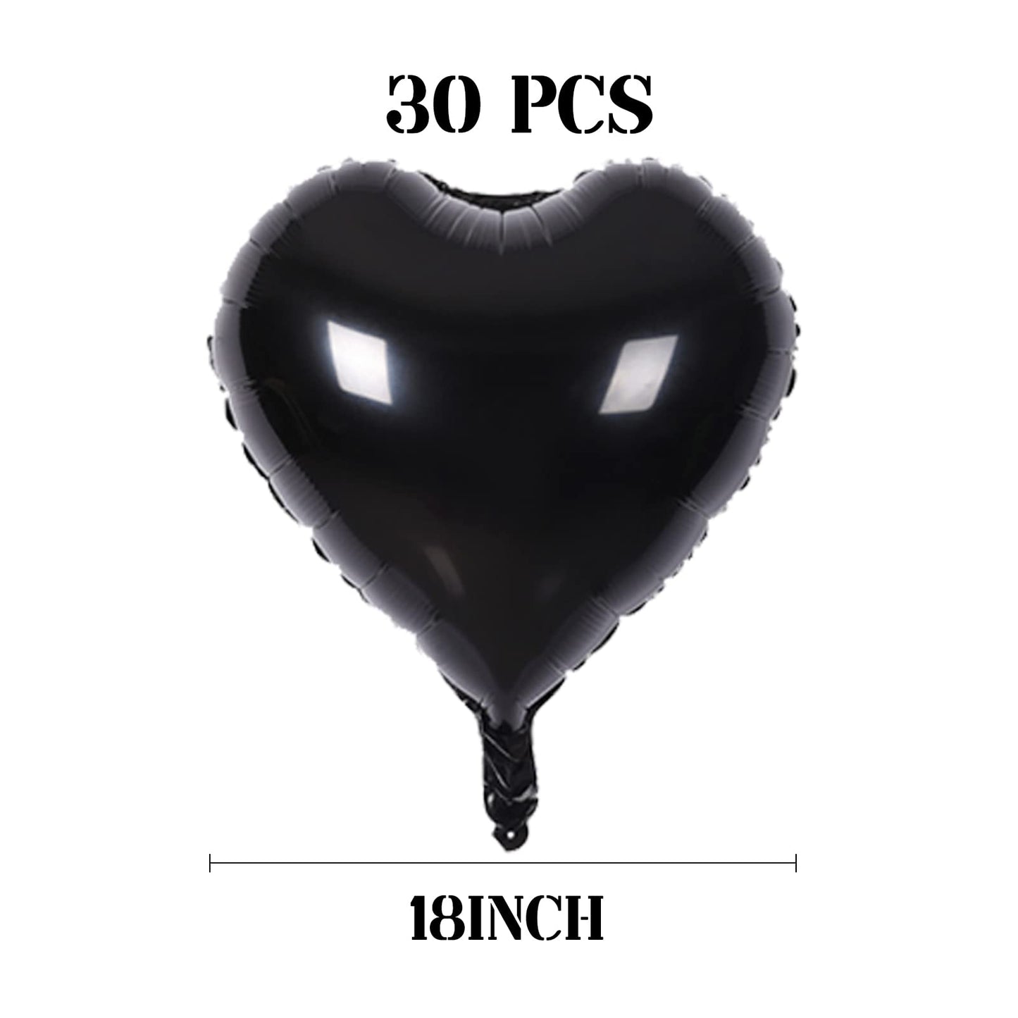 30 Pcs Black Heart Balloons 18In Foil Heart Shaped 18 Inch Balloons Helium Mylar Balloons Foil Balloon Decoration For Women Girl