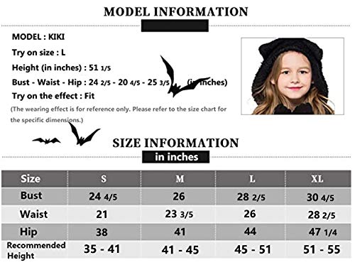 Cooljoy Kids Unisex Vampire Bat Costume, Jumpsuit Halloween Cosplay Costume, Party Animal Costume Outfits, Long Section,With Gloves (M) Black