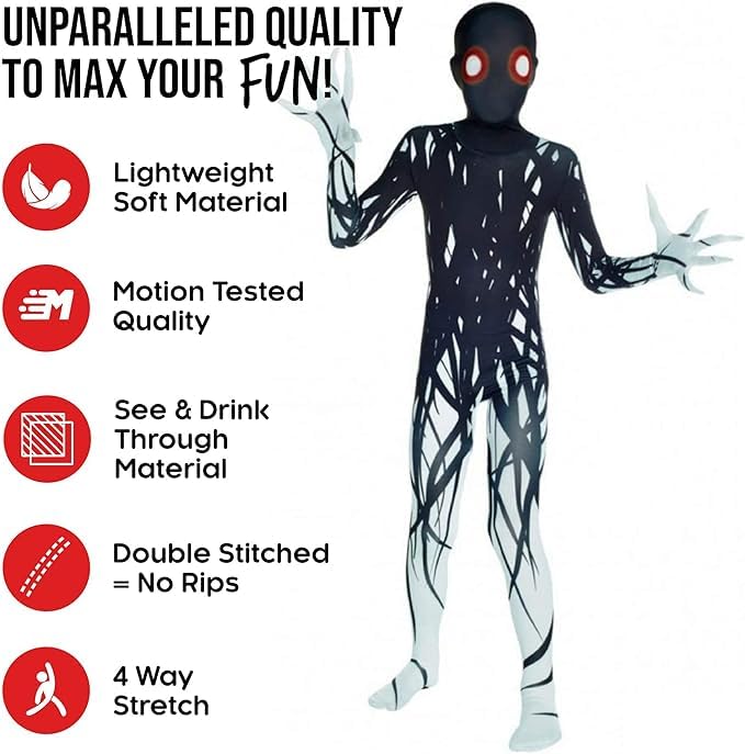 Morphsuits Zalgo Costume Kids, Shadow Demon Costume Kids, Scary Costume For Kids, Scary Boys Halloween Costume, Scary Suit M