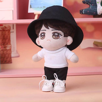Niannyyhouse Doll Clothes 20Cm(7.8In) Plush Doll Clothes T-Shirt*2 Short Sleeve Black And White T-Shirt Doll Dressup (20Cm)