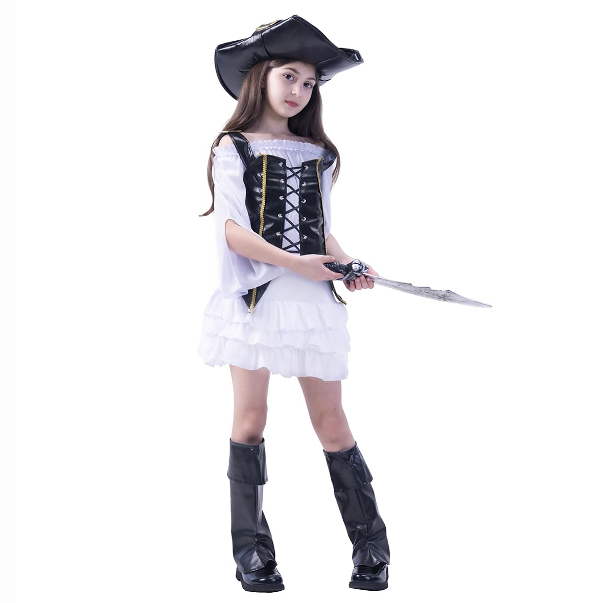 PGOND Cute Pirate Girls Halloween Dress up Costume (M-7-9Y)