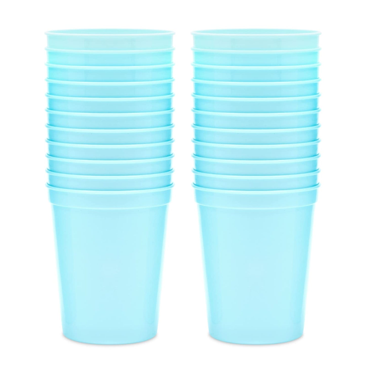 24-Pack 16-Ounce Blue Plastic Stadium Cups, Bulk Reusable Tumblers For All Occasions And Celebrations