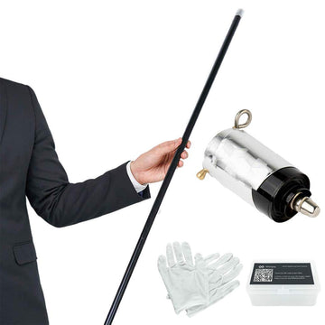 Kensally Xfunjoy 59'/150Cm Black Magic Appearing Cane Magic Staff With Free Gloves And Video Turorial For Professional Magician Stage Street Magic Performance