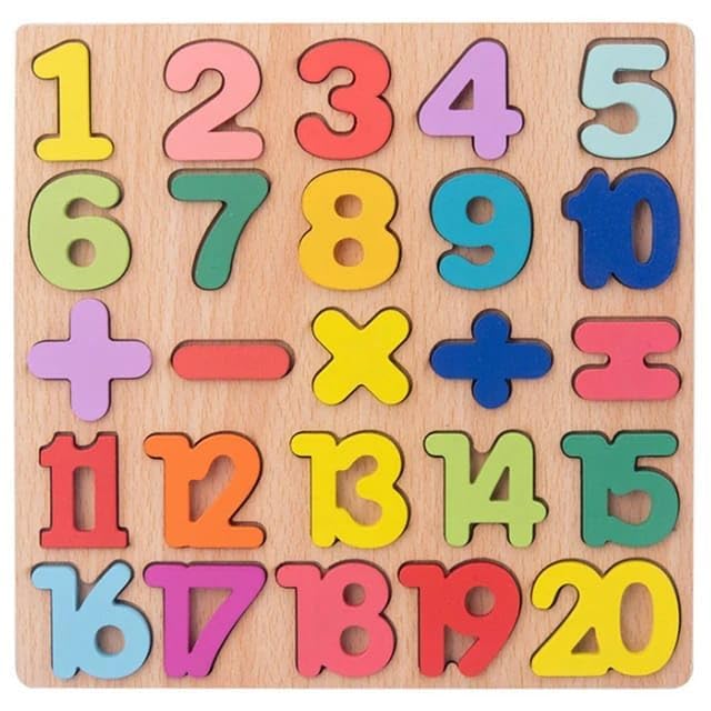 Jktoyss Colorful Wooden Puzzle Set 3D Numbers, 1234 Wooden Puzzle Set For Kids Capital Alphabets Letters Learning Educational To