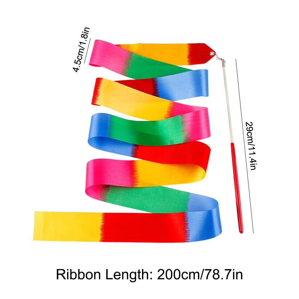 Yijunmca 2pcs Streamers Sticks Ribbon Streamers Gym Ribbons Dance Rainbow Ribbon Rhythm Ribbon Rhythmic Gymnastics Ribbons Twirl