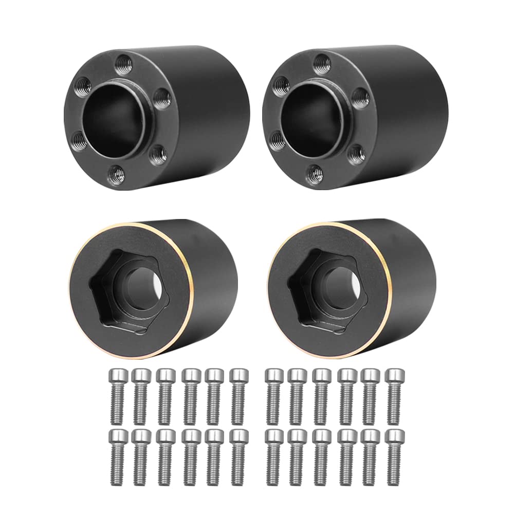 NXUEBDU Brass Wheel Hex Hub Extenders Adaptor for 1/10 RC Crawler TRX4 SCX10 Car Upgrade, Pack of 4 (Black, 22mm)