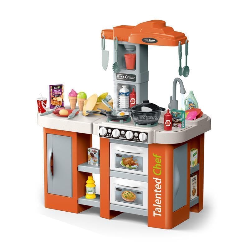 Talented Chef Kids Kitchen Play Set with Real Water Sink, Spray Steam Stove, Light & Sound Effects, Pretend Cooking Toy Accessor