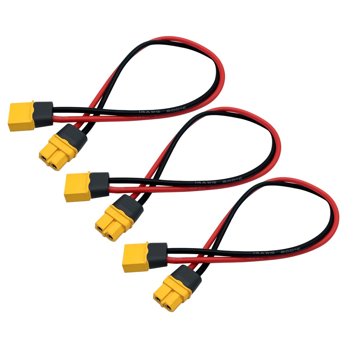 3PCS XT60H Plug Extension Cable XT60H Plug Male Connector to XT60H Plug Female Connector Wire Adapter with 11.8inch 14awg Silico