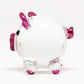 Sansukjai Pig Miniature Figurines Animals Hand Painted Blown Glass Art Collectible Gift Decorate, V1 (Clear Pink Pearl)