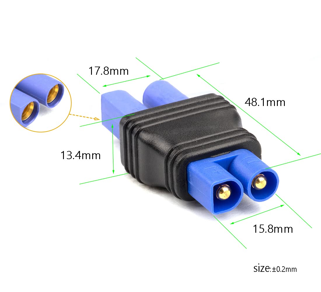 WOODGUILIN 2 Pcs Ec3 Male Plug to Ec5 Female Connector Plug Adapter for RC Lipo Battery Ec3 Plug to Ec5 Connection(2 Pack Ec3-Ec