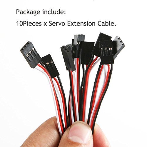 RCmall Servo Extension Cable Lead Wire 100mm 3.93 inch 3 Pin Cord Male to Male JR Plug for Futaba (Pack of 10PCS)