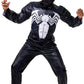 Youth Venom Marvel Spiderman Costume Muscle Padded Chest & Reflective Mask Halloween Dress Up (Black, Medium)