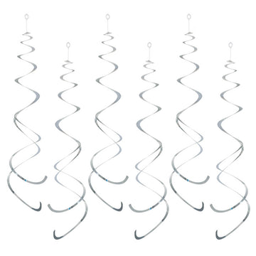 AimtoHome Party Swirl Decorations, Hanging Swirl for Ceiling Decorations, Silver, Pack of 30