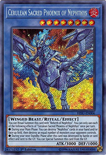Yu-Gi-Oh! - Cerulean Sacred Phoenix Of Nephthys - Hisu-En006 - Hidden Summoners - 1St Edition - Secret Rare