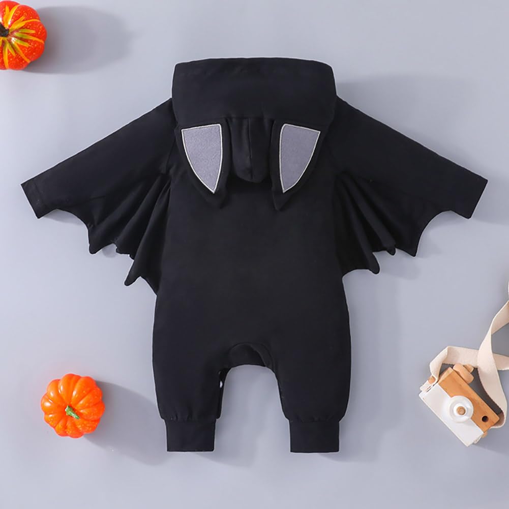 Baby Bat Costume: Baby Boy Halloween Costumes Infant Costume Newborn Cloak Romper Bat Ears Jumpsuit With Wings Cosplay Toddler Vampire Dress Up Hooded Clothes Photoshoot Black Skull Spider 0-3 Months