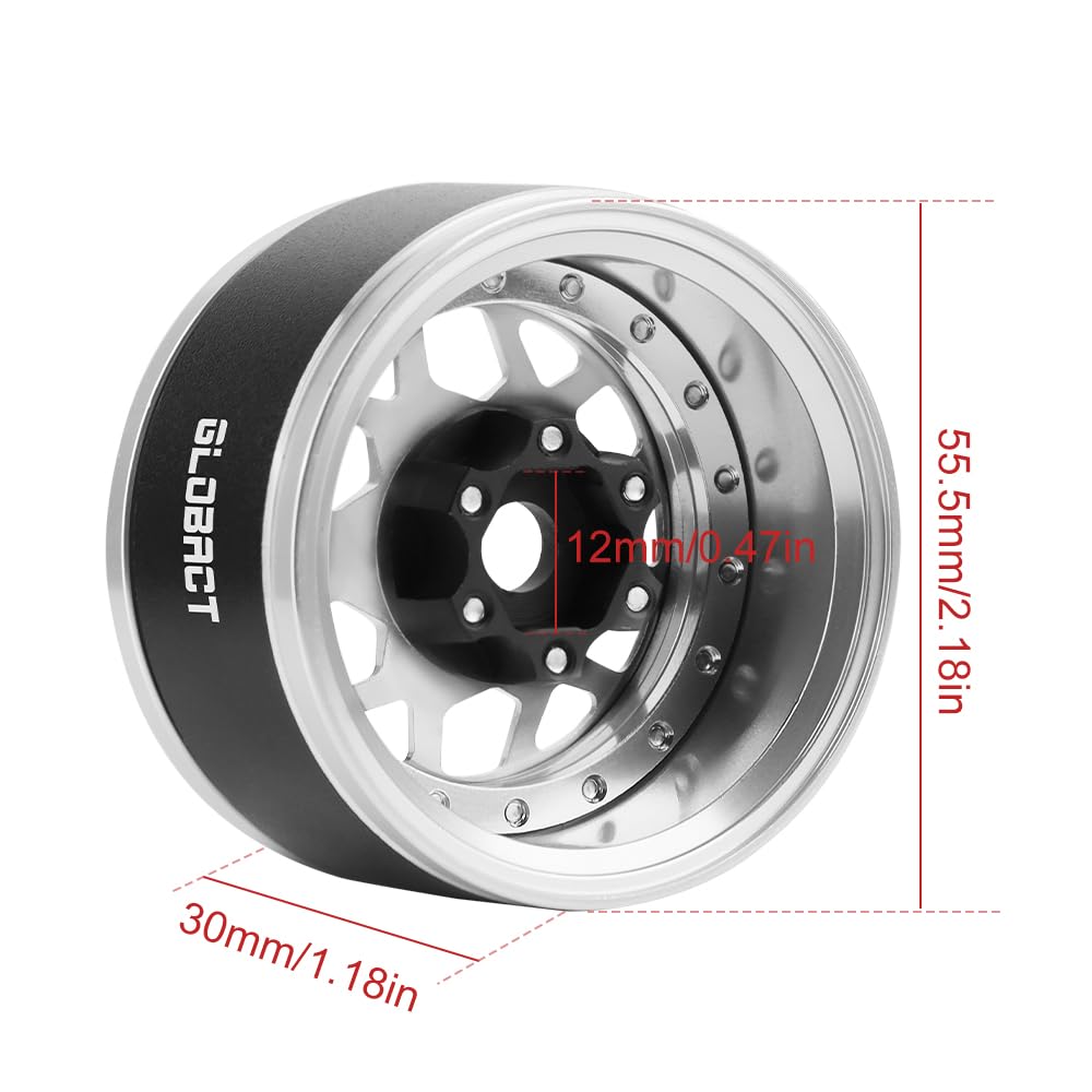 Globact Aluminum 1.9 Beadlock Wheel Rims Adjustable Offsets For Trx4 Trx6 Axial Scx10 Redcat Gen7 Gen8 Rc4Wd D90 1/10 Rc Crawler