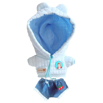Niannyyhouse 20Cm Plushie Doll Checkered Hoodie Jeans 8In Kpop Stuffed Doll Clothing (Blue)