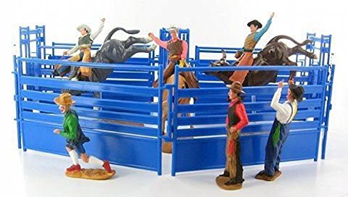 Newray Western Riders Bull Ring Rodeo Action Figure Playset (Either Blue Or Red)