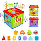 RAHU Baby Activity Cube Includes ABCD Letters Colorful Shape Sorter Vehicle Clock Piano Keys AlphabetsTree Educational Learning