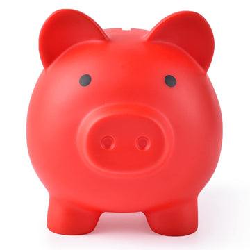 Pjdrllc Large Piggy Bank, Unbreakable Plastic Money Bank, Coin Bank For Girls And Boys, Large Size Piggy Banks, Practical Gifts For Birthday, Easter, Christmas (Red)