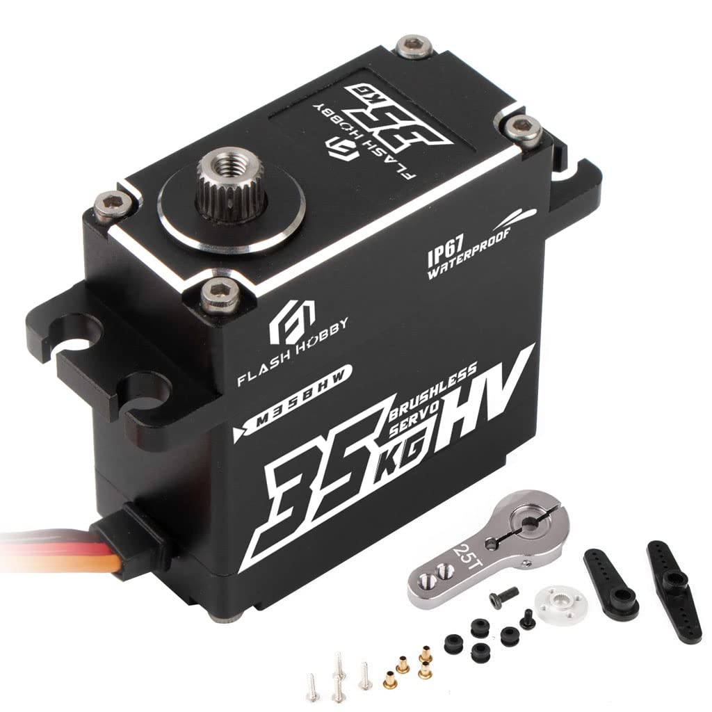 FLASH HOBBY M35BHW Waterproof I67 180 Degree 8.4V 35kg High Torque Digital Brushless Motor Servo Compatible with 1/8, 1/10, 1/12