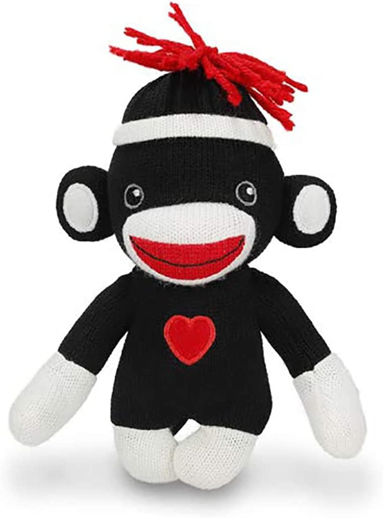 Made By Aliens Adorable Sock Monkey 6 Inches, The Original Traditional Hand Knitted Stuffed Animal Toy Gift-For Kids, Babies, Te